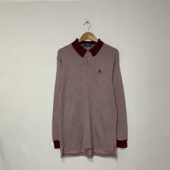 BURBERRY バーバリー 長袖 ロング丈 カラーTシャツ ロングスリーブ M バーガンディ ヴィンテージ ユニセックス