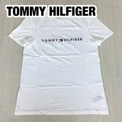 TOMMY HILFIGER トミーヒルフィガー 刺繍ロゴ 半袖Tシャツ M  ホワイト 白 着丈64cm 肩幅40cm 身幅(脇下)44.5cm 袖丈19cm【古着】