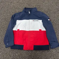 110 Tommy Hilfiger トミーヒルフィガー キッズ アウター ジャケット 110 サイズ ウィンドブレーカー ネイビー レッド