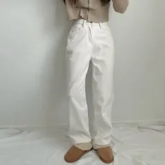 白 コーデュロイ ワイド パンツ ズボン 裏起毛 ヴィンテージ