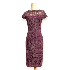 TADASHI SHOJI タダシショージ 美シルエット シンメトリーレース エレガントワンピース シースドレス 0サイズのサムネイル