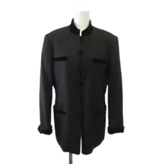 コルディア CORDIER ジャケット 上着 40 黒 ブラック 長袖 スタンドカラー ベルベット切り替え /KKのサムネイル