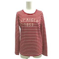 エーグル AIGLE Tシャツ ロンT カットソー M 赤 レッド ストライプ柄 ラウンドネック 長袖 /MD ■ECC004