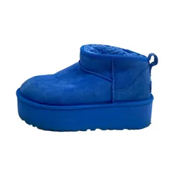 UGG(アグ) ショートブーツ 25 レディース クラシック ウルトラ ミニ プラットフォーム 1135092 ブルー ムートン
