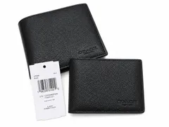 新品未使用　COACH 　コーチ　CR899 BLK　3-IN-1 ウォレット　クロスグレイン レザー　パスケース付き　二つ折り財布　黒　ブラック