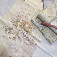 白打掛け 掛け下 襦袢 掛下帯 筥迫セット 唐織 アイボリー ホワイト