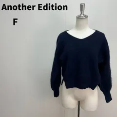 Another Edition クロップド Vネックニット F ネイビー 紺 レディース 秋冬【m075】のサムネイル