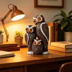 オブジェ 置物 フクロウの親子 ふくろう インテリア リビング ダイニング 玄関 寝室 装飾 オーナメント 樹脂 プレゼント ギフト オシャレ 可愛い 癒しグッズ ホームデコレーション