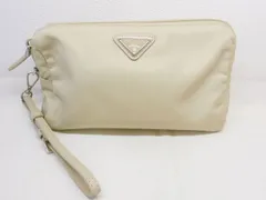 プラダ ミディアム Re-Nylon ポーチ ■ 1NS693 ハンドストラップ 薄ベージュ系 ナイロン PRADA□8C8D