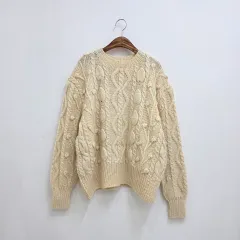 アイボリー ケーブル編み ケーブル編み ルーズフィット アラン ニット ネック