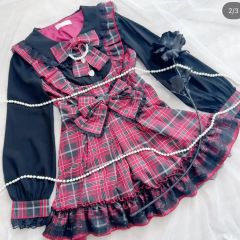 LIZLISA リズリサ ダブルドロスト セットアップ 赤 レッド チェック