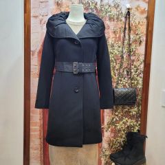 美品】イタリア製 モヘア50% ロングコート シェルボタン グリーン 44 
