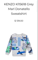 KENZO ケンゾー キッズ グレー タイガー スウェット 14Aのサムネイル