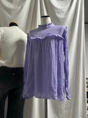 タグ付 26SS ハグオーワー リネンコットン フリルカラー シャツ ピンク