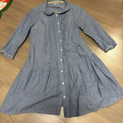 日本 ヴィンテージ 森ガール ドット デニムワンピース