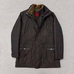 4959◯ VICTORINOX フード付き ステンカラーコート グレー 総柄 - メルカリ