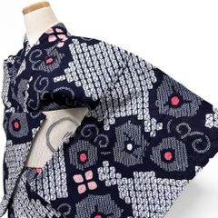 浴衣 有松鳴海絞り 藍染 花 花模様 流線 着物 053b - メルカリ