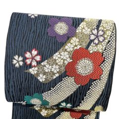 袋帯 いろ松重ね紋 松文様 金糸 黒地 着物 051b p - メルカリ