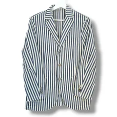 TROTTER トロッター MACKINTOSH PHILOSOPHY マッキントッシュフィロソフィー ストライプ テーラードジャケット サッカー素材 ネイビー系 アイボリー サイズ36 レディース 春 ゴーゴー古着マルイ北千住店 草11 No.久1797のサムネイル