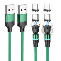 マグネット 磁気充電ケーブル 1ピン Type-C端子 着脱式 急速充電 防塵磁石 led通電指示 断線防止 などType-C機種対応(タイプC端子*4個) (1m*2)