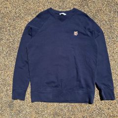 美品】メゾンキツネ スウェット トップス ワッペン ネイビー オーバー 