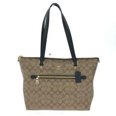 美品 COACH トートバッグ PVCレザー ブラウン シグネチャー 肩掛け