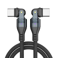 PD240W USB Type C ケーブル USB-C to USB-C Ｌ字型 180°回転可【1M】5A急速充電 データ転送可 タイプc 充電ケーブル AndroidなどType-C機種対応（ブラック）