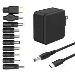 ノートパソコン 充電器 Type-C ACアダプター 65W USB-C 急速充電器 GaN採用 PD対応 電源アダプター 10種変換DCジャック付き 18.5V~20V専用 東芝用 dynabook用 富士通用 NEC用 レノボ用 Dell用 HP ...
