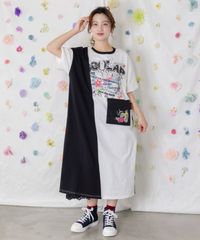 イズスカラー 蝶×ピアノ コラージュ柄プリーツスカート ScoLar