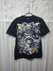 華鳥風月」立体刺繍タンクトップ「ドラゴン桜」ブラック XL寸 高密度 