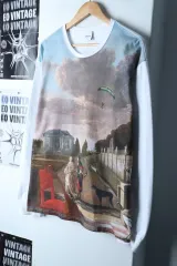 (XL) マハグリッド 長袖Tシャツ ビックプリンティング ルネサンス 白 ストリート-17468のサムネイル