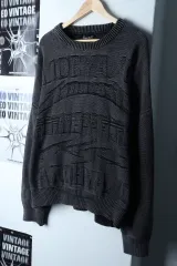(M-XL) Ajobyajo アジョバイアジョ ニット ビックロゴ チャコール ヘビー ストリート-1747Eのサムネイル