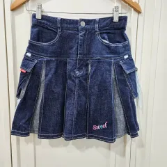 デニム プリーツ スカート デニムスカート