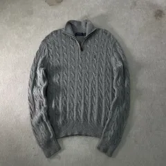 95 ポロラルフローレン ケーブル編み ハーフジップ ニット