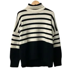 CINOH(チノ) 長袖セーター サイズF レディース - アイボリー×黒 ハイネック/ボーダー CINOH（チノ） ニット セーター 」 BORDER CREWNECK レディース