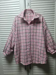 イチゴミルク色 CHECK シャツ