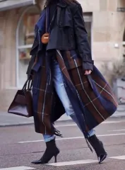 LOEWE ブランケット トレンチコート CHECK バイカラー 36のサムネイル