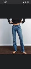 ZARA TRF ミッドライズ折り返しウエストデニムパンツ EU32 5号 - メルカリ