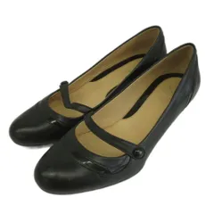 コールハーン COLE HAAN パンプス レザー ラウンドトゥ ローヒール ストラップ 5.5 22.5 cm 黒 ブラック /XZ ■GY18
