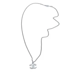 極美品 CHANEL シャネル ネックレス ラインストーン ココマーク 06V シルバー necklace CC rhinestone SV 06V 美品 中古 4a000660