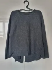 グレー バックスリット ニット セーター