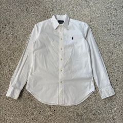 ラルフローレン リネンシャツ S相当 RELAXED FIT 白 ボタンダウン