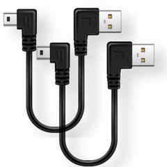 KKM-ラブショーUSB 2.0 ミニケーブル USB(A)オス-USB(miniB)オス 同時L型【0.25m】 左右90°方向変換ケーブル 金メッキ付き 高速480Mbpsのデータ転送同期リード (0.25m右L *左L 2本)