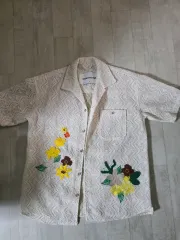 アンダースンベル エムブロイダリー フラワー 刺繍 オープンカラー シャツ Sのサムネイル