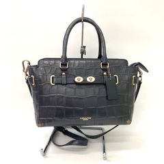 COACH 2way ショルダーバッグ ネイビー レザー - メルカリ