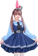 [COSSA] ハロウィン ジュディ ニック コスプレ レディース 可愛い ウサギ警察 詐欺師 仮装 動物大都会cosplay 大人 イベント用 警察官 婦警仮装 5点セット
