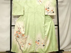 平和屋着物■訪問着　総刺繍　駒刺繍　枝梅文　暈し染め　金銀糸　正絹　逸品　CABF9869ev