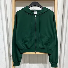 新品 裏毛 レディース クロップド フードジップアップ