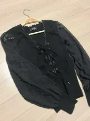 21年 EGOIST エゴイスト コルセットスタイル シースルー パフ 袖 ゴージ なみなみ柄 ブラック 黒