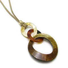 【新品】 ネックレス レディース トリプルリング レザーネックレス アクリル レザーペンダント KN53003 (ブラウン) 0